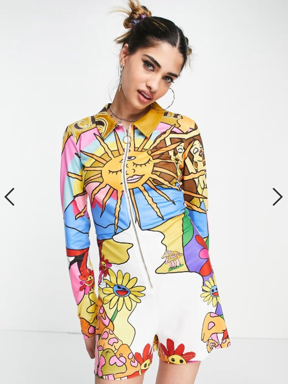 Elsie & Fred Large Unlock Your Mind Sundial Long Sleeve Zipper Playsuit Romper